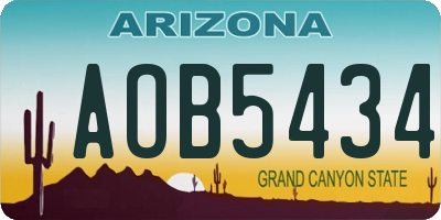 AZ license plate AOB5434