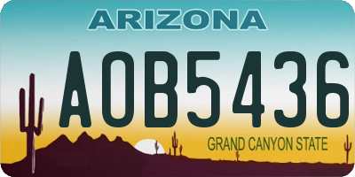 AZ license plate AOB5436