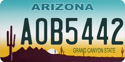 AZ license plate AOB5442