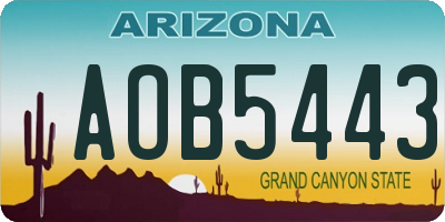 AZ license plate AOB5443
