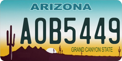 AZ license plate AOB5449