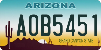 AZ license plate AOB5451