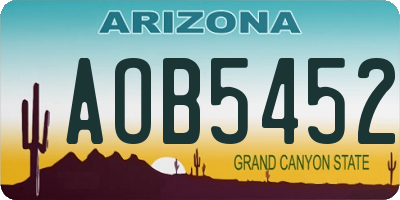 AZ license plate AOB5452