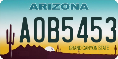AZ license plate AOB5453