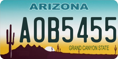 AZ license plate AOB5455
