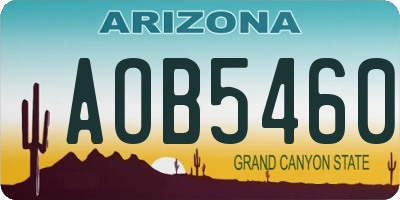 AZ license plate AOB5460