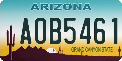 AZ license plate AOB5461