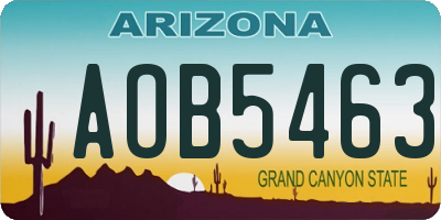 AZ license plate AOB5463