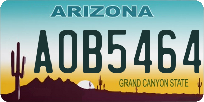 AZ license plate AOB5464