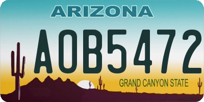 AZ license plate AOB5472