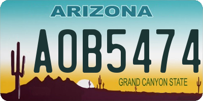 AZ license plate AOB5474