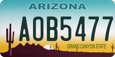 AZ license plate AOB5477