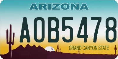 AZ license plate AOB5478