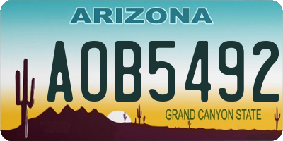 AZ license plate AOB5492