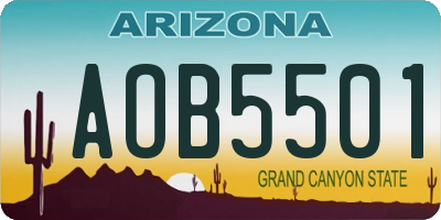 AZ license plate AOB5501