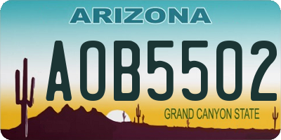AZ license plate AOB5502