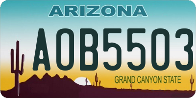 AZ license plate AOB5503