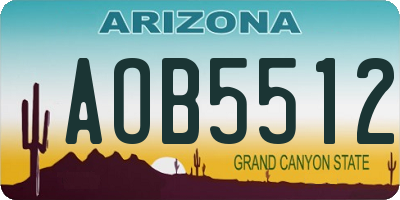 AZ license plate AOB5512