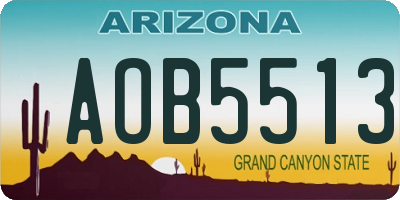 AZ license plate AOB5513