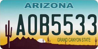 AZ license plate AOB5533