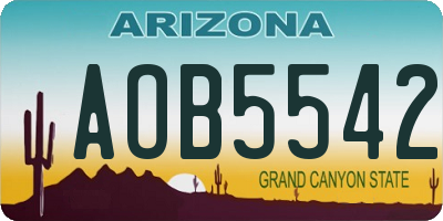 AZ license plate AOB5542