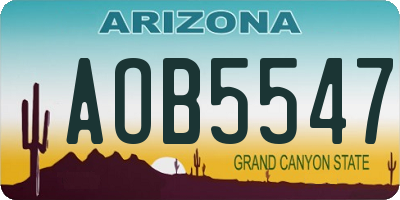 AZ license plate AOB5547