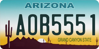 AZ license plate AOB5551