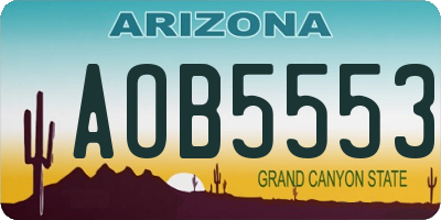 AZ license plate AOB5553