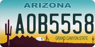 AZ license plate AOB5558