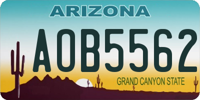 AZ license plate AOB5562