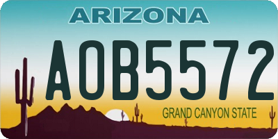 AZ license plate AOB5572