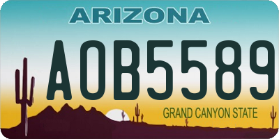 AZ license plate AOB5589