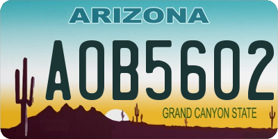 AZ license plate AOB5602