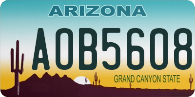 AZ license plate AOB5608