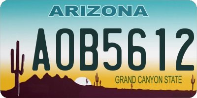 AZ license plate AOB5612