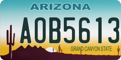 AZ license plate AOB5613