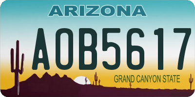 AZ license plate AOB5617