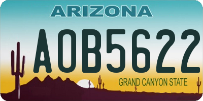 AZ license plate AOB5622