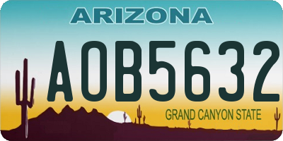 AZ license plate AOB5632