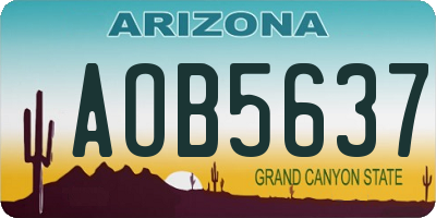AZ license plate AOB5637