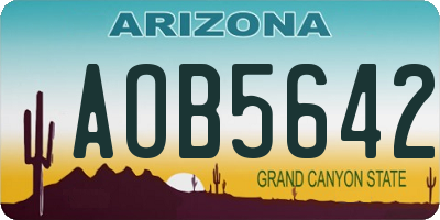 AZ license plate AOB5642