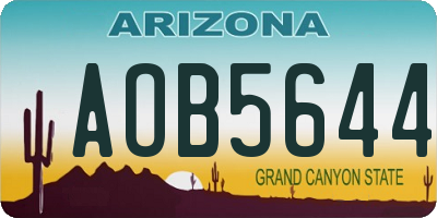 AZ license plate AOB5644