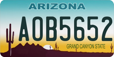 AZ license plate AOB5652
