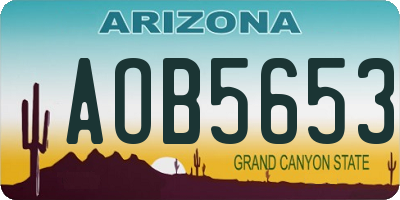 AZ license plate AOB5653
