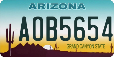 AZ license plate AOB5654