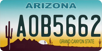 AZ license plate AOB5662