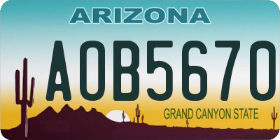 AZ license plate AOB5670