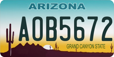AZ license plate AOB5672