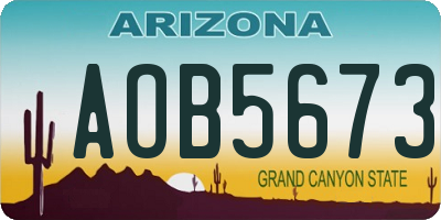 AZ license plate AOB5673