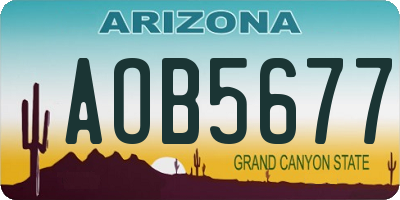 AZ license plate AOB5677